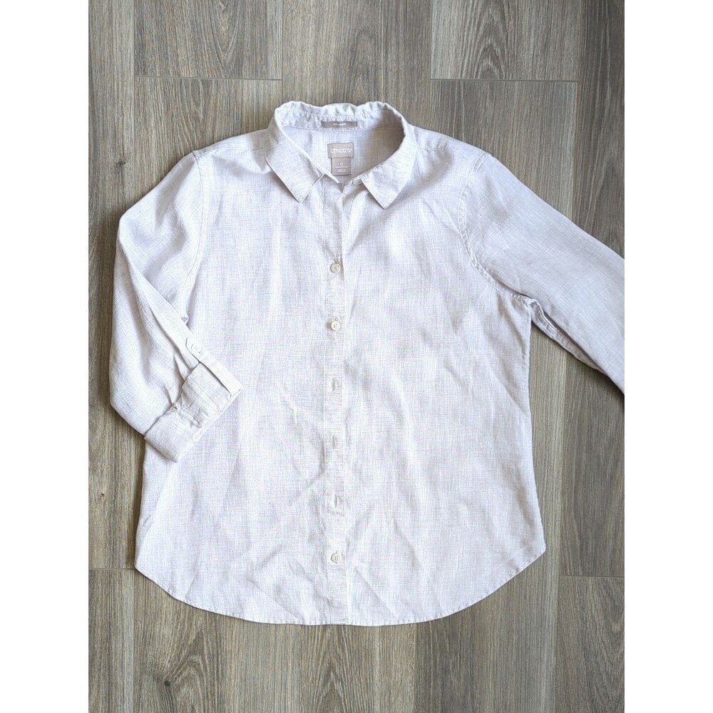 Chico's Women's No Iron Linen Shirt Size 0